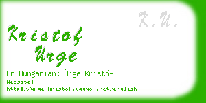 kristof urge business card